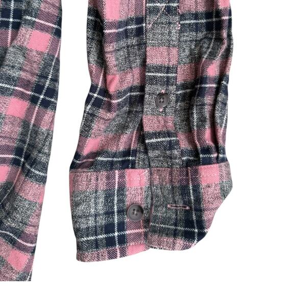 PacSun Flannel Mens Size M pink gray black Plaid Long Sleeve Button Up Shirt - Picture 3 of 5